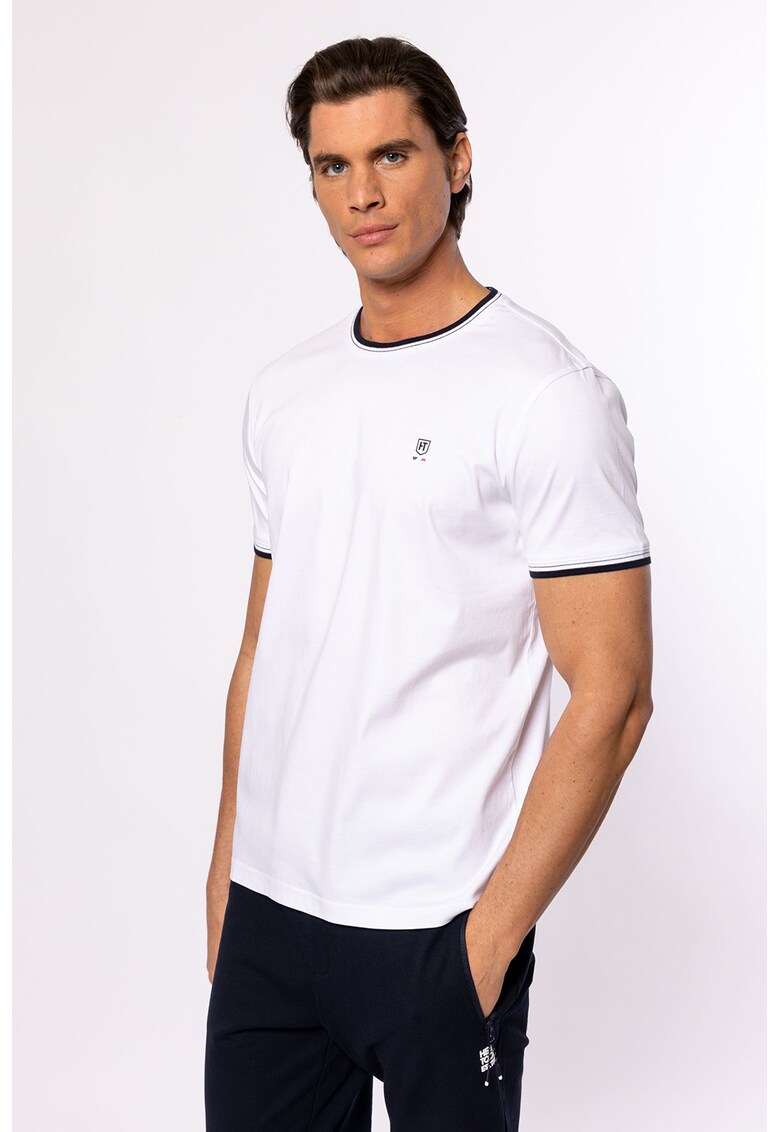 Tricou cu decolteu la baza gatului si logo discret Milson - Alb optic