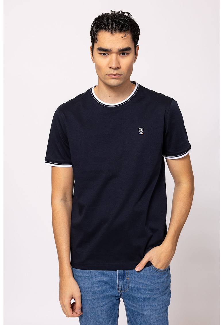 Tricou cu decolteu la baza gatului si logo discret Milson - Bleumarin