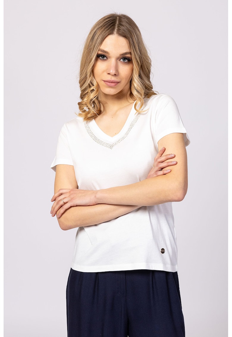 Tricou cu decolteu in V si strasuri Milgarita