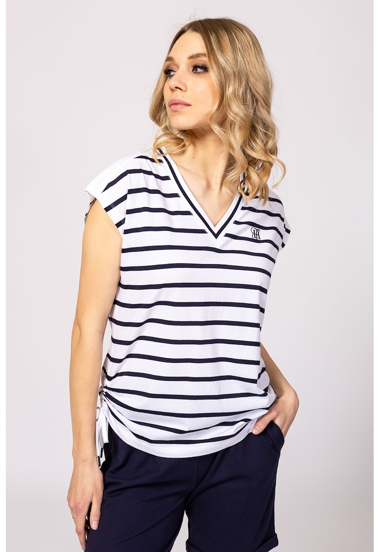 Tricou din amestec de modal cu decolteu in V Malky