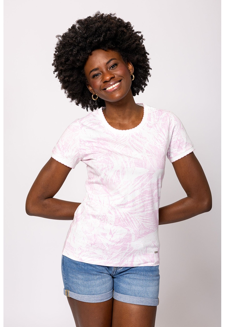 Tricou cu imprimeu si decolteu la baza gatului Metera