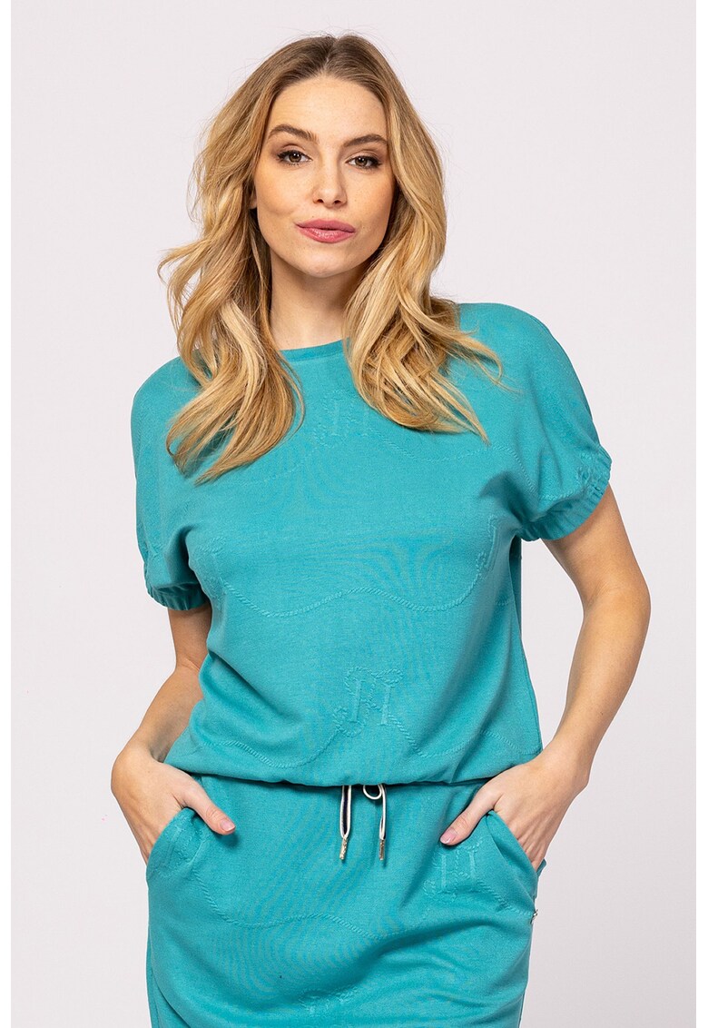 Tricou cu model uni si decolteu la baza gatului Molin - Turcoaz