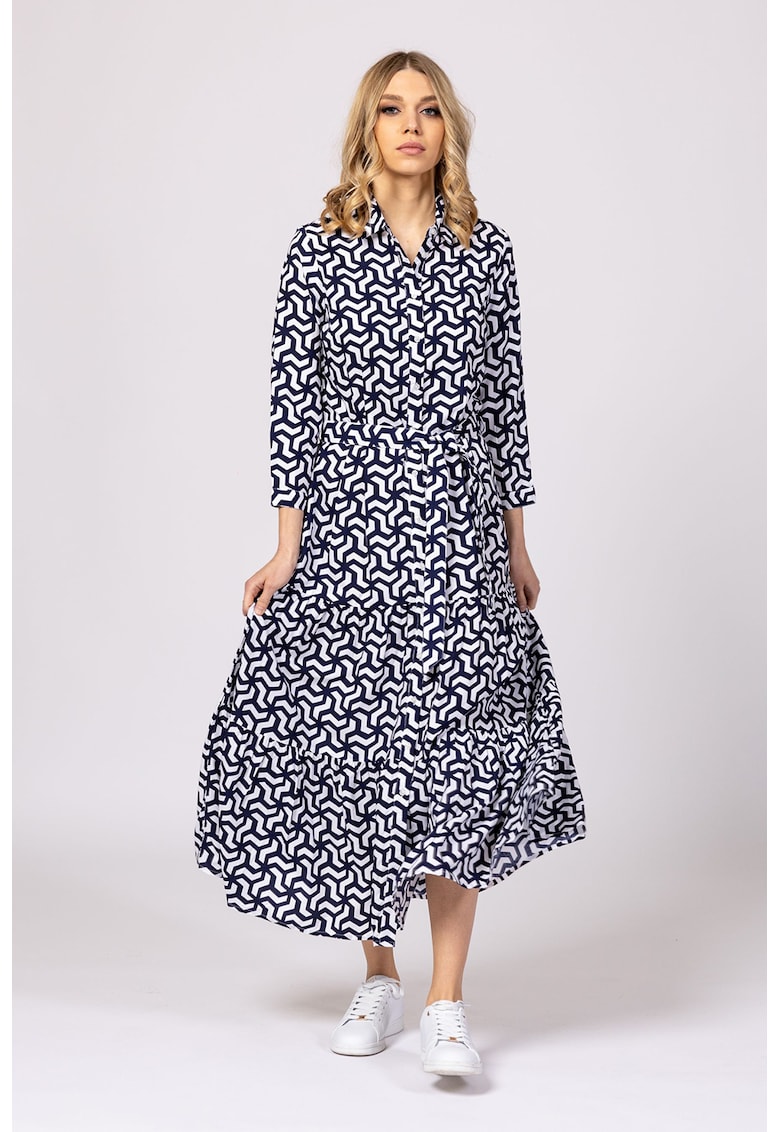 Rochie-camasa midi cu model floral Valida