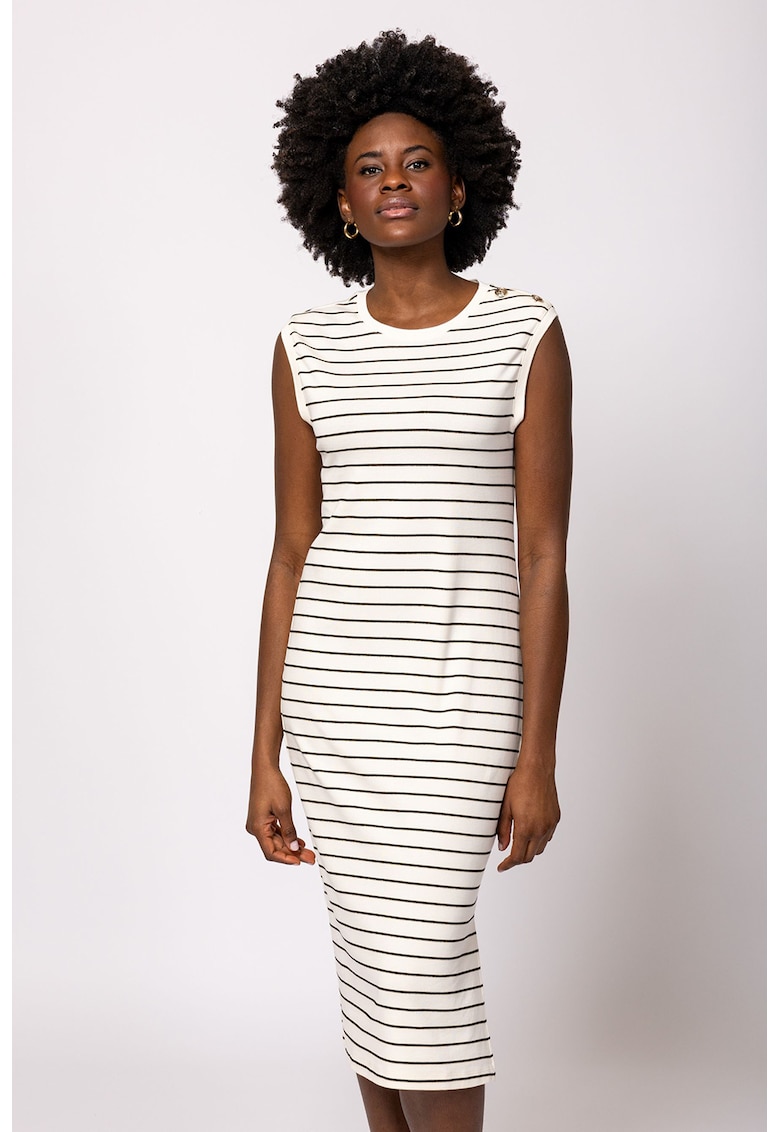 Rochie midi din amestec de modal cu model in dungi Vivero