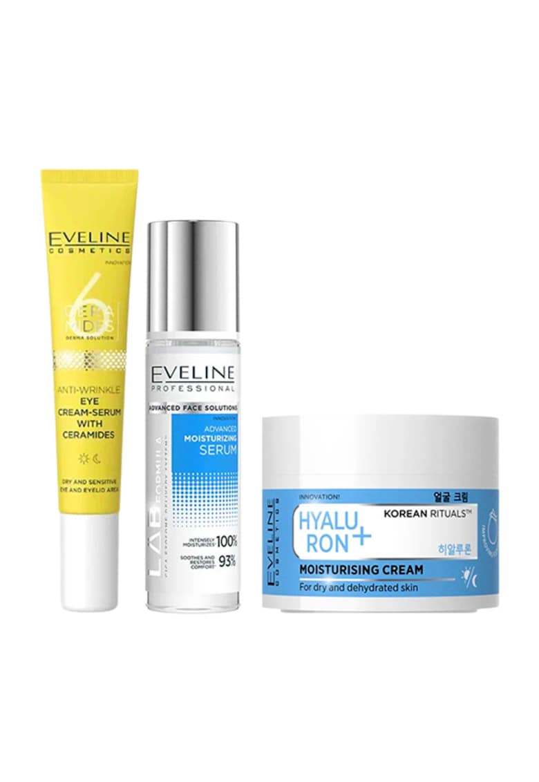 Set cu Crema de fata Hyaluron+ Korean Rituals 50 ml - Ser facial LAB Formula Advanced - hidratare intensa 30 ml si Crema-ser antirid pentru ochi 6 Ceramide 20 ml