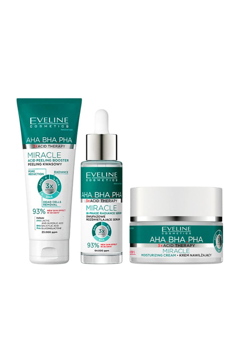 Set  Miracle - cu Crema hidratanta 50 ml - Ser bifazic iluminator 30 ml si Exfoliant facial 75 ml