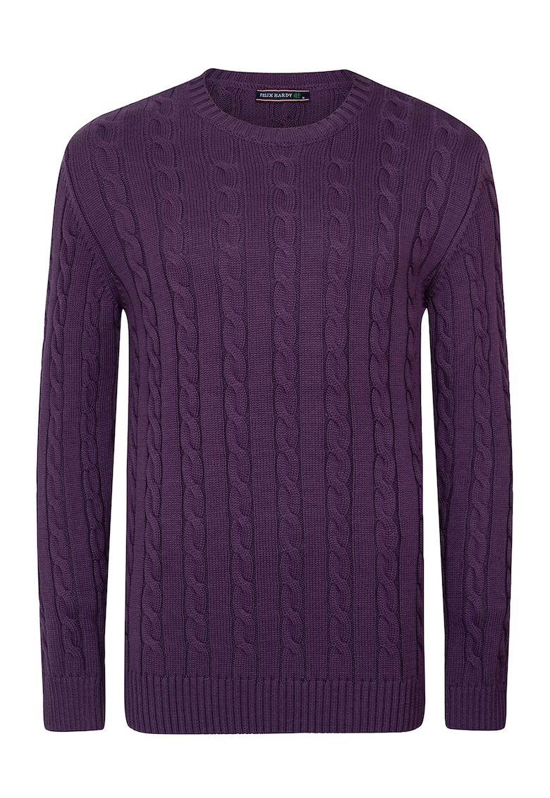 Pulover cu decolteu la baza gatului si model torsade