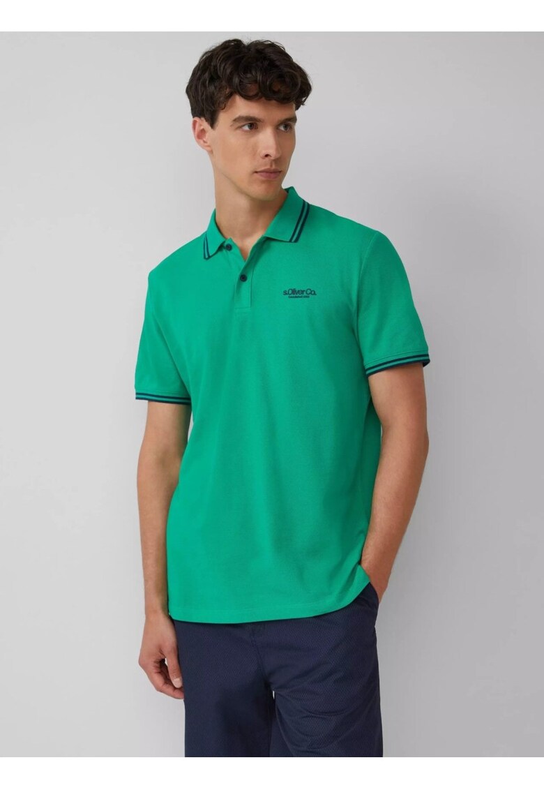 Tricou polo cu imprimeu logo discret - Verde