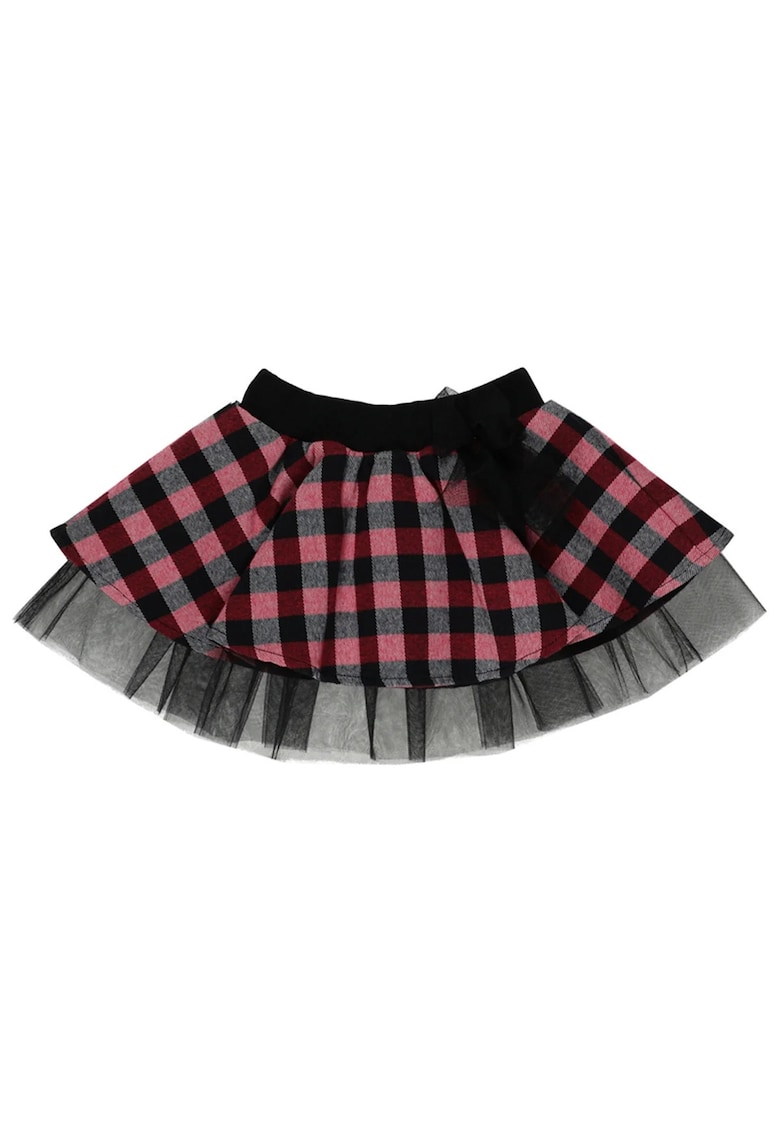 Fusta tutu cu tull si model in carouri -  - Pretty - Rosu si Negru - pentru fetite