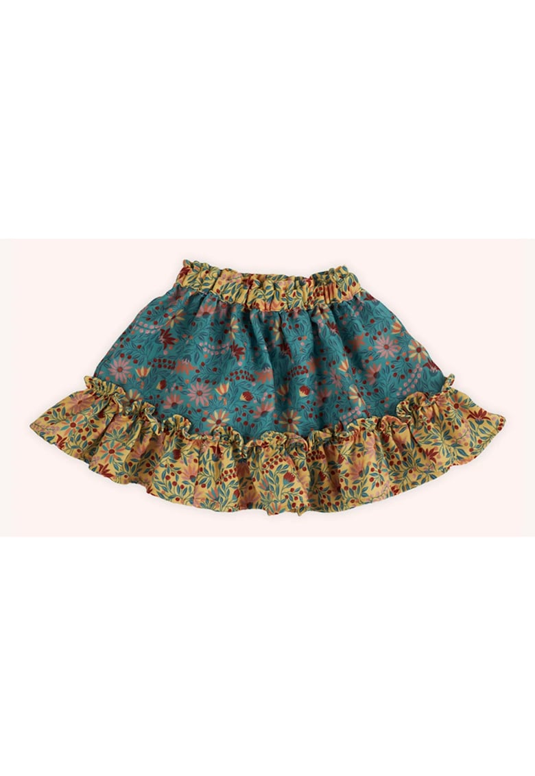 Fusta cu volanas - - Retro Journey - Verde si Galben - pentru fetite - Verde