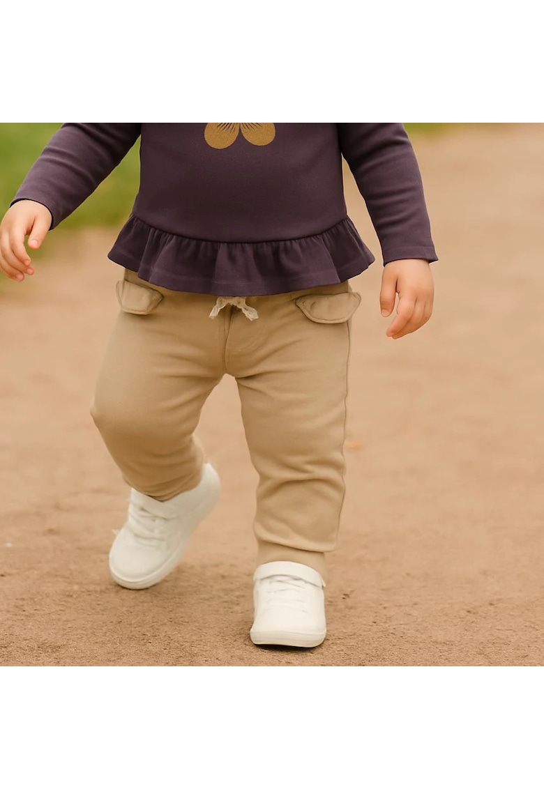 Pantaloni de trening lungi cu volanas in talie - - Botanic Garden - Bej - pentru fetite