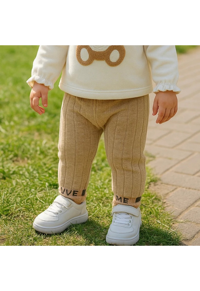 Pantaloni lungi tricotati - - Minimal Optimist - Bej - pentru fetite - Bej