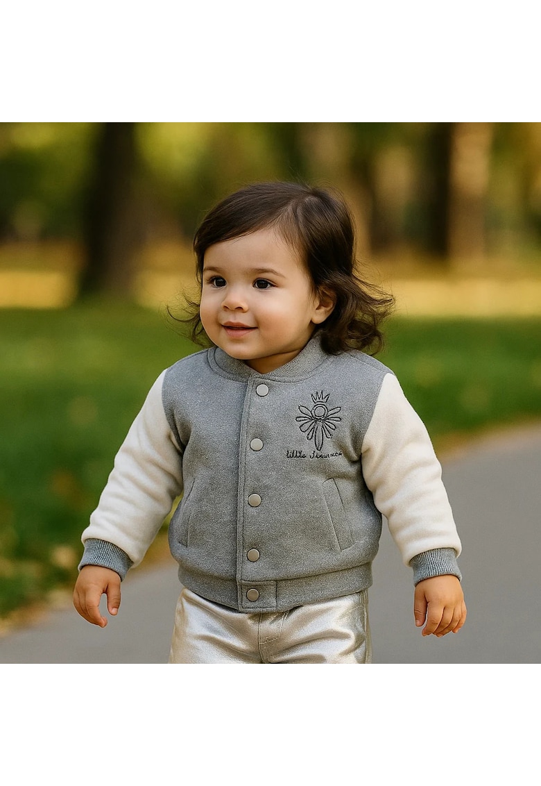 Jacheta groasa sport cu capse -  - Little Ballerina - Gri Melange - pentru fetite