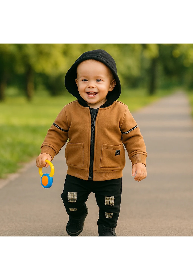 Hanorac cu gluga neagra -  - Road Legend - Caramel - pentru baieti