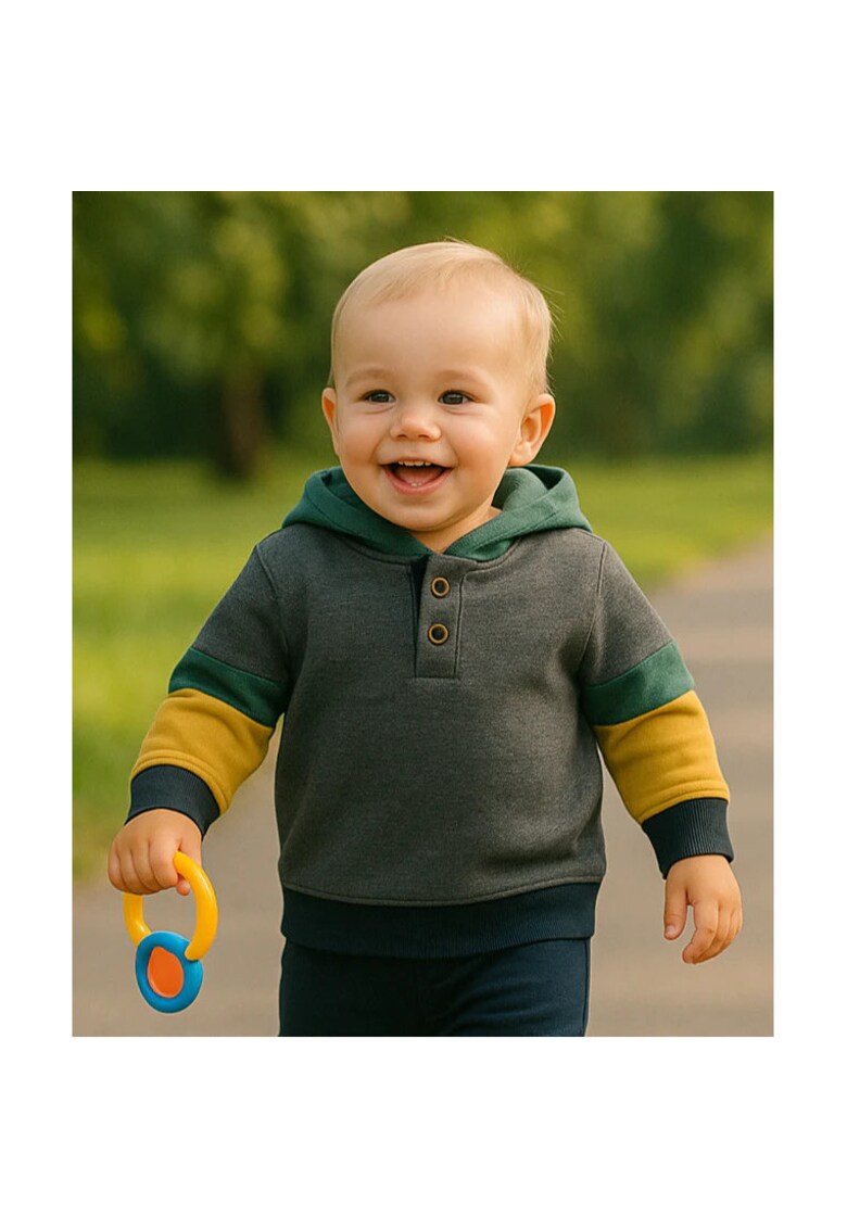 Hanorac gros cu gluga verde - - Road Monster - Bleumarin - pentru baieti