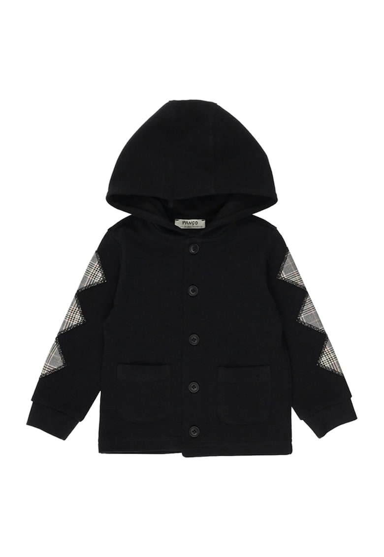 Palton tip hanorac - cu gluga si nasturi -  - Happy Camp - Negru - pentru baieti