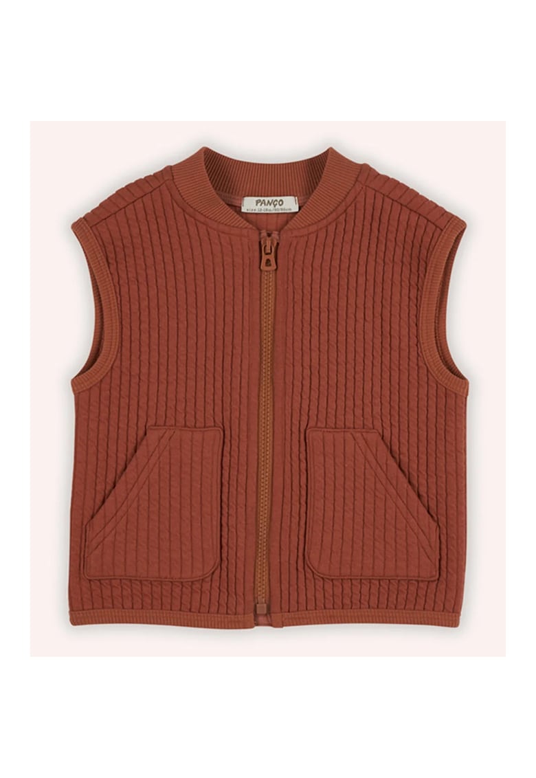 Vesta tricotata cu model matlasat -  - Retro Journey - Caramiziu - pentru baieti Vesta tricotata cu model matlasat -  - Retro Journey - Caramiziu - pentru baieti