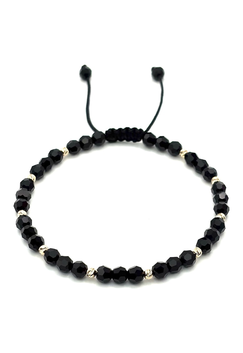 Bratara cu 10 bile din AUR 14K si Cristale Preciosa - reglabila - barbat