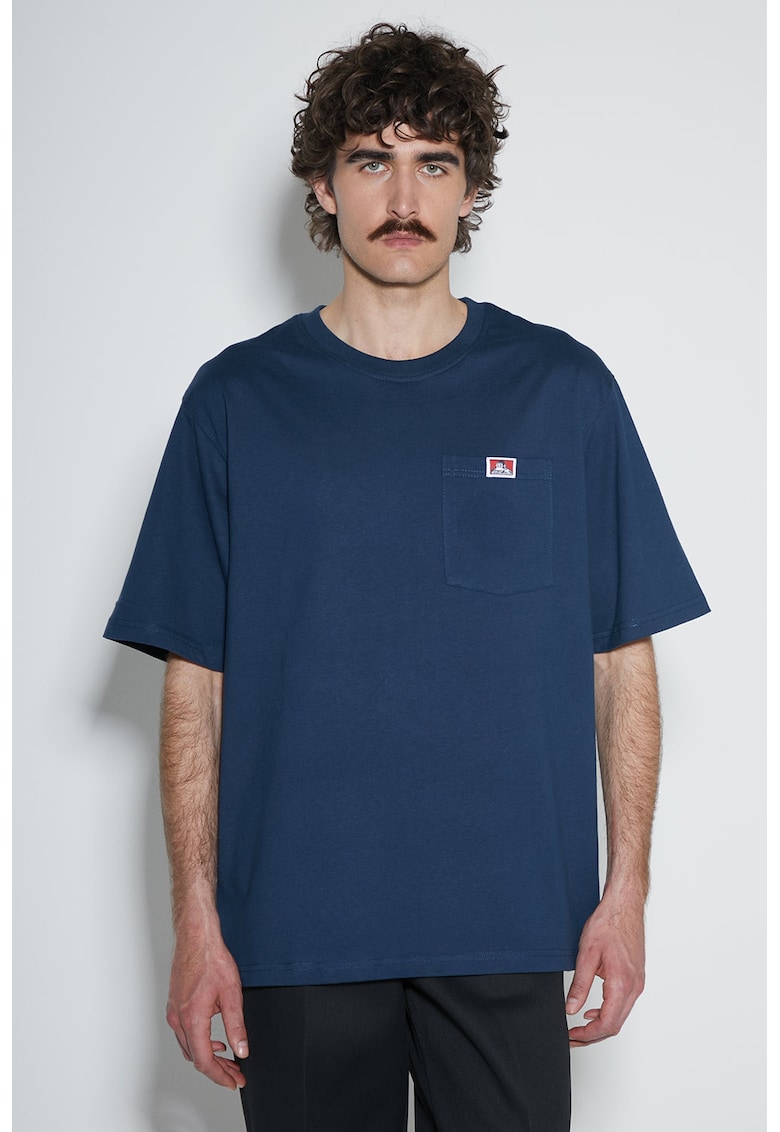 Tricou barbati Heavy SS - buzunar - bleumarin - bumbac