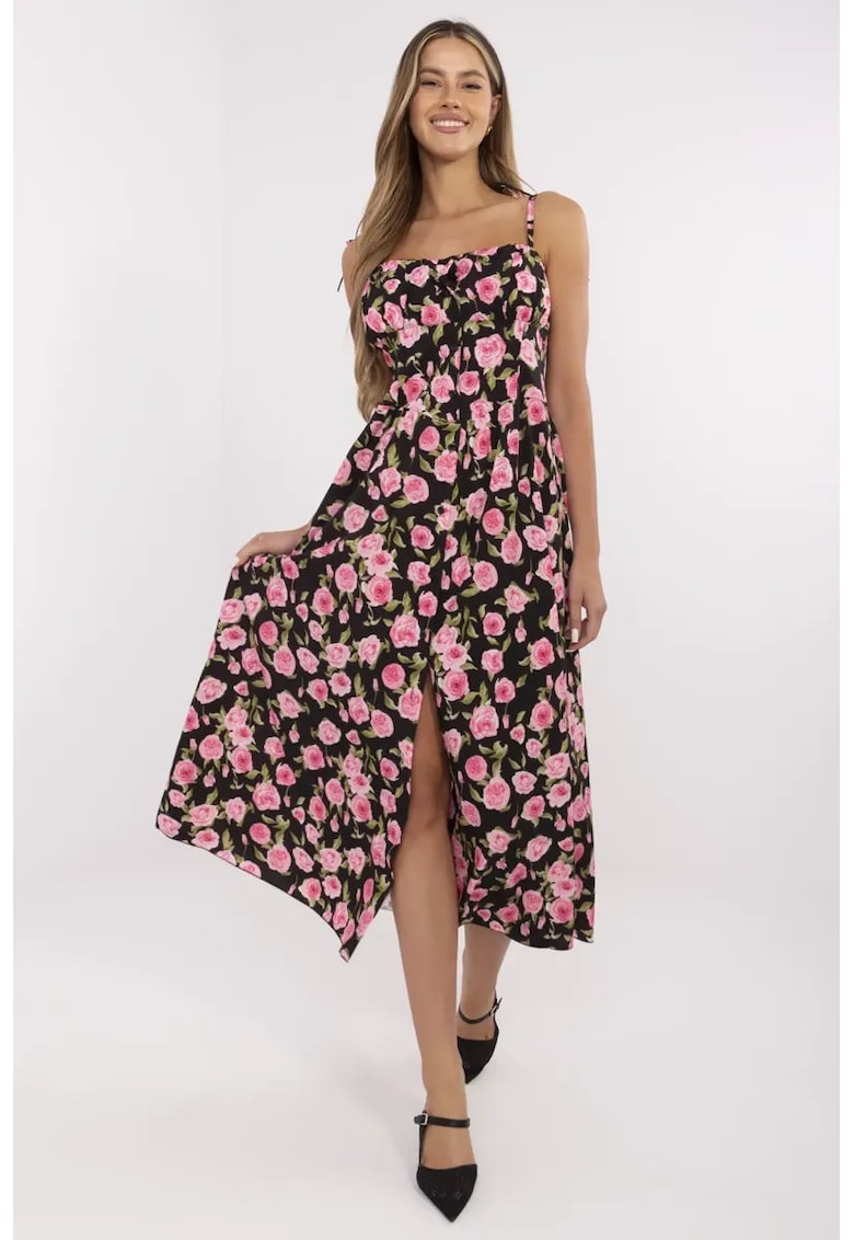 Rochie poliester - neagra/roz -