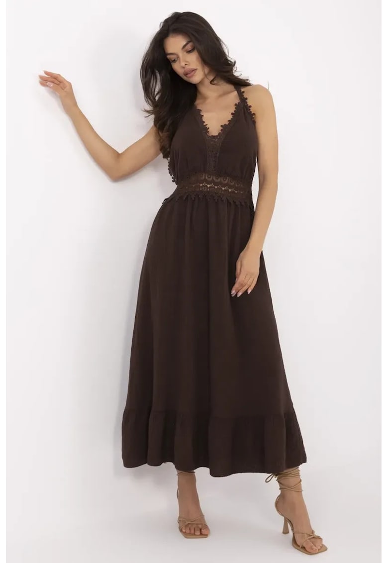 Rochie bumbac - maro -