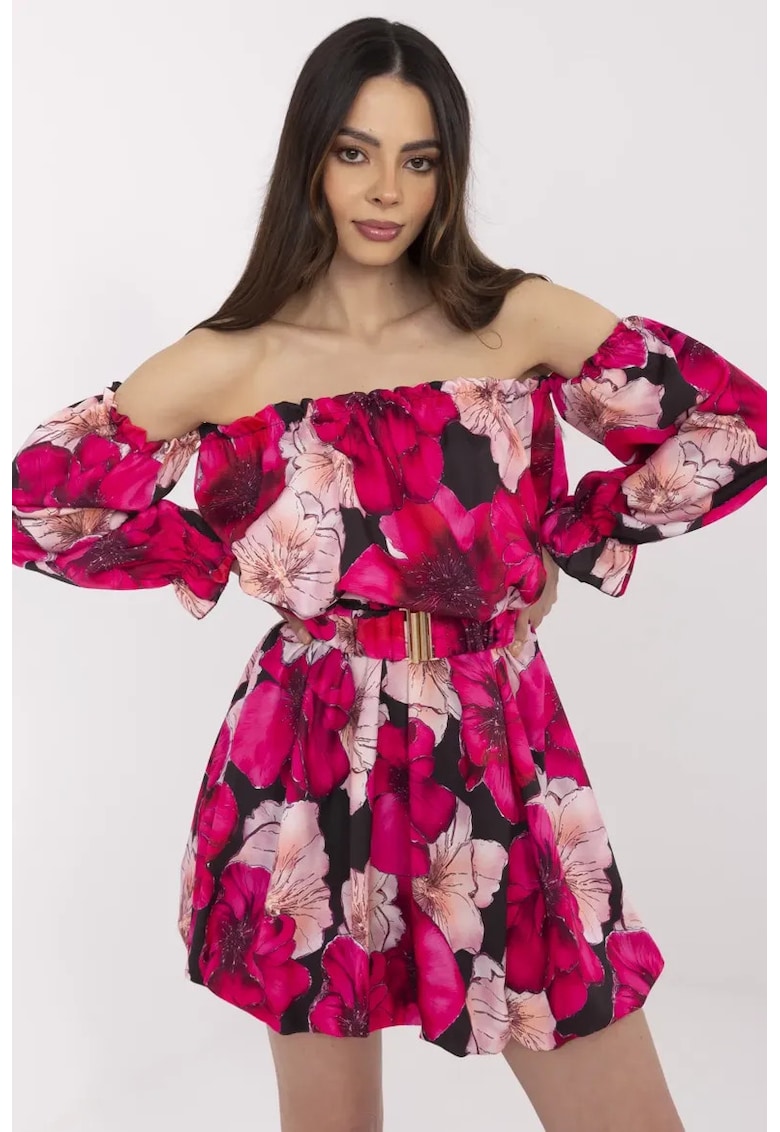 Rochie roz/neagra - one size - poliester