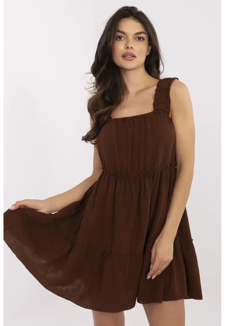 Rochie bumbac - maro -