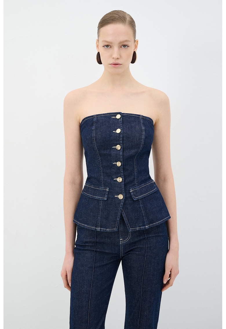 Bluza de denim cu nasturi - fara maneci Bluza de denim cu nasturi - fara maneci