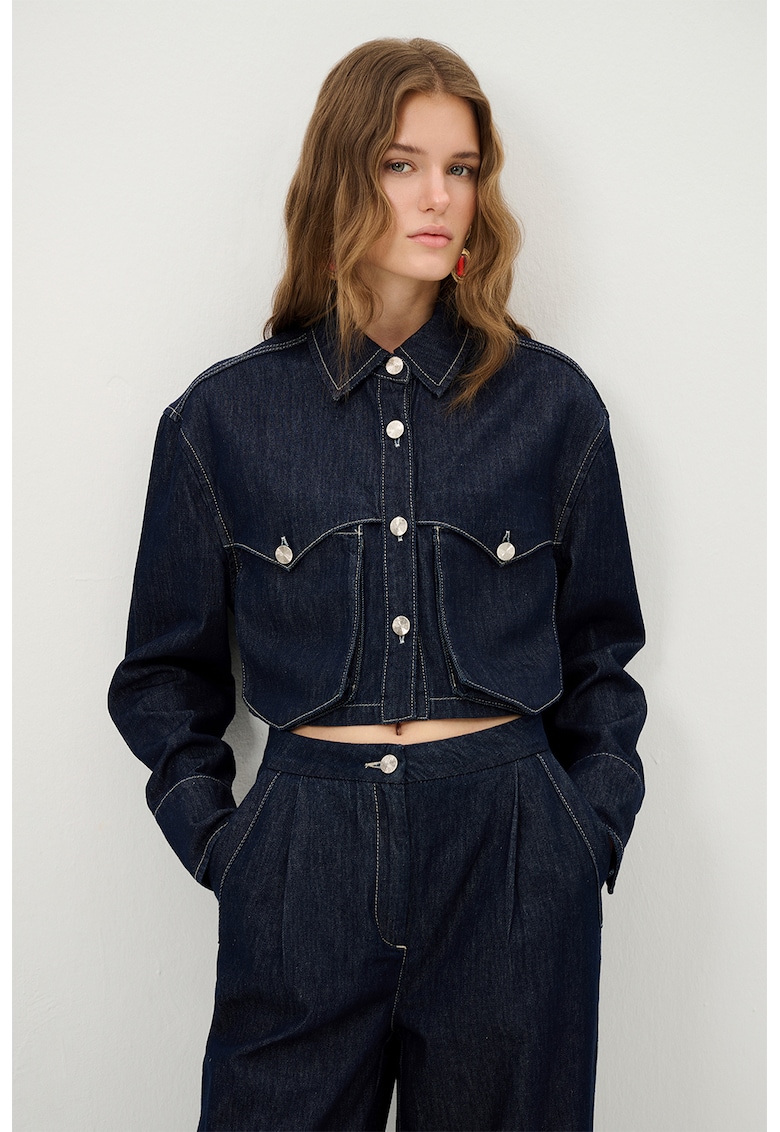 Jacheta crop de denim