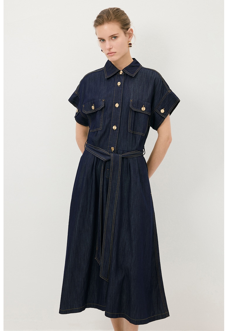 Rochie de denim cu maneci scurte