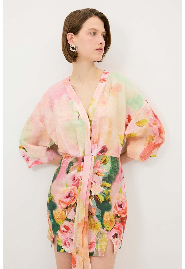 Rochie din in cu slit lateral