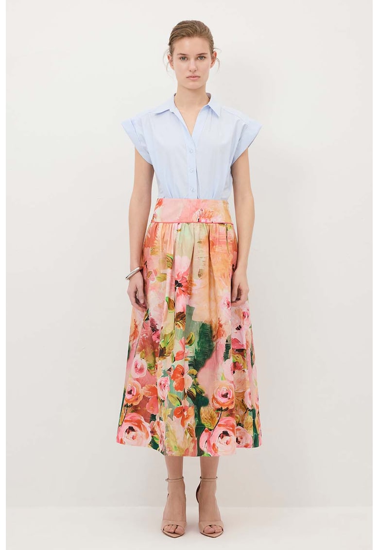 Fusta midi cu model floral Fusta midi cu model floral