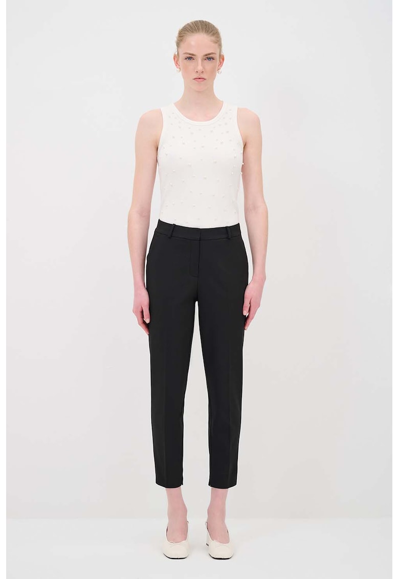 Pantaloni crop cu croiala conica