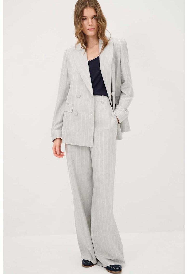 Pantaloni din amestec de in cu dungi discrete