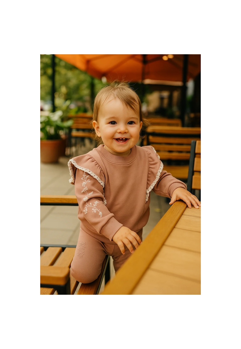 Bluza groasa cu maneca lunga si volanas -  - My Roots - Roz Pal - pentru fetite