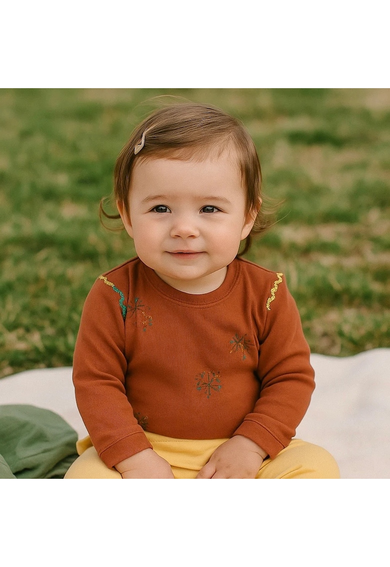 Bluza subtire cu maneca lunga -  - Retro Journey - Caramiziu - pentru fetite