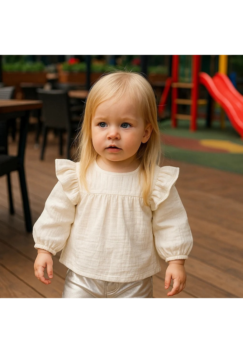 Bluza cu maneca lunga si volan -  - Minimal Optimist - Ecru - pentru fetite Bluza cu maneca lunga si volan -  - Minimal Optimist - Ecru - pentru fetite