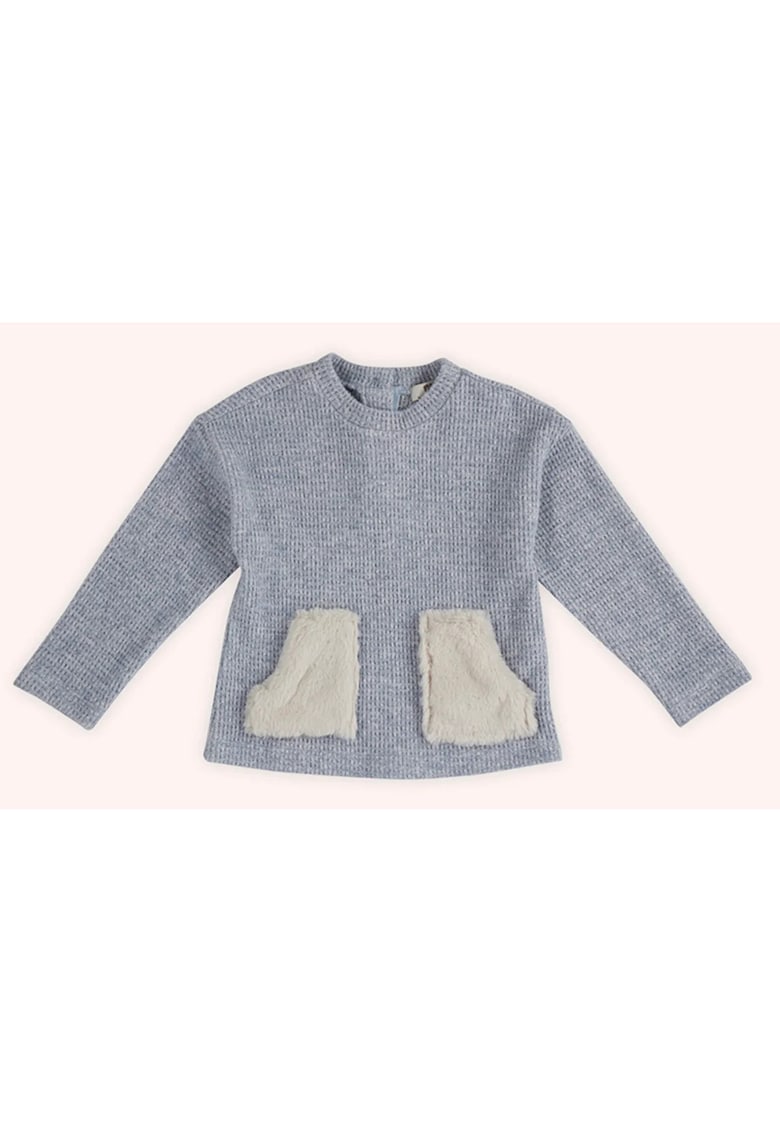 Pulover tricotat cu buzunare de blanita - - It`s Our Nature - Blue - pentru fetite