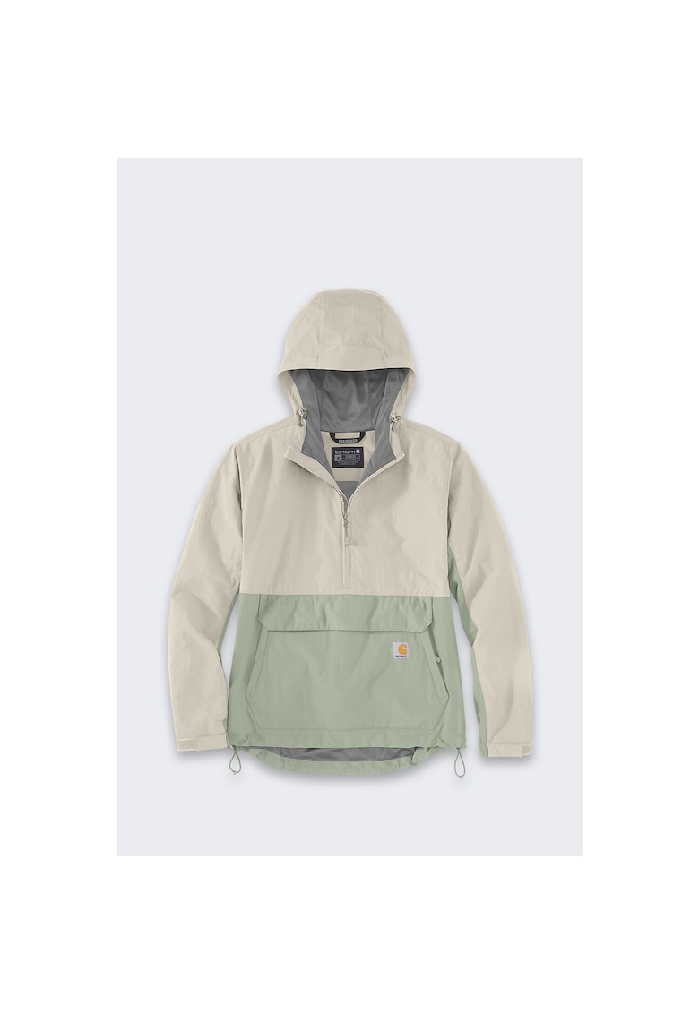 Geaca sport barbati nylon - impermeabila - cu gluga ajustabila - bej/verde