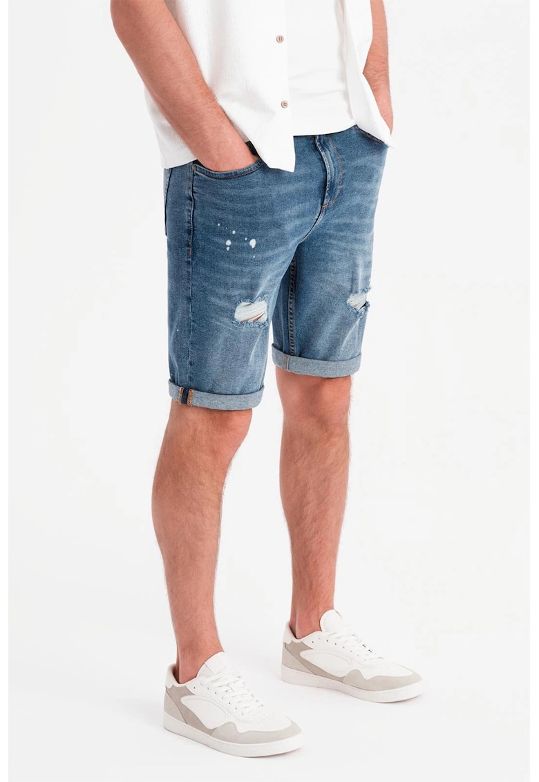 Blugi scurti cu talie medie - Albastru pastel