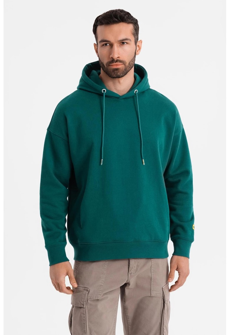 Hanorac din amestec de bumbac cu maneci cazute