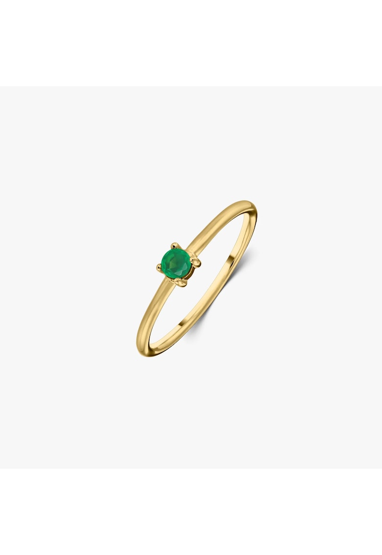 Inel din argint Birthstone Golden May - Onix Verde