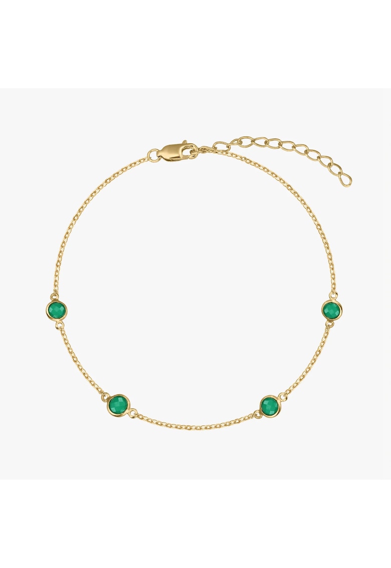 Bratara din argint Birthstone Golden May - Onix Verde