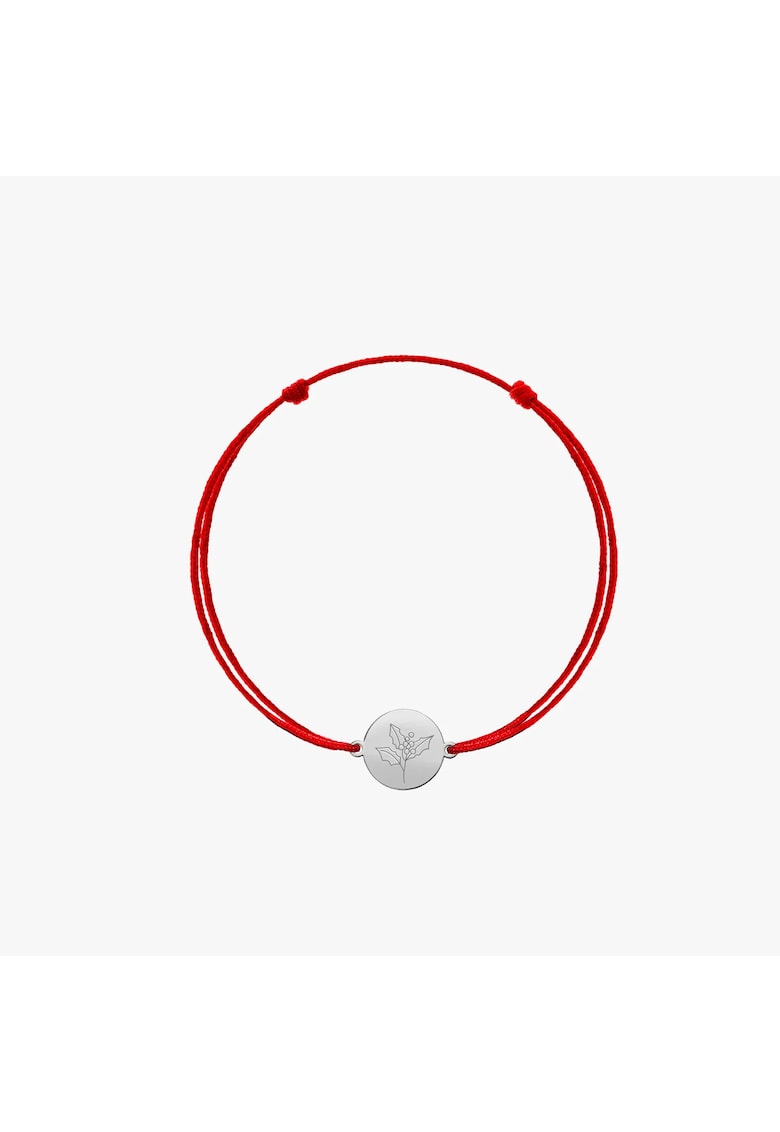 Bratara snur pentru copii din aur alb Birth Flower - December Holly