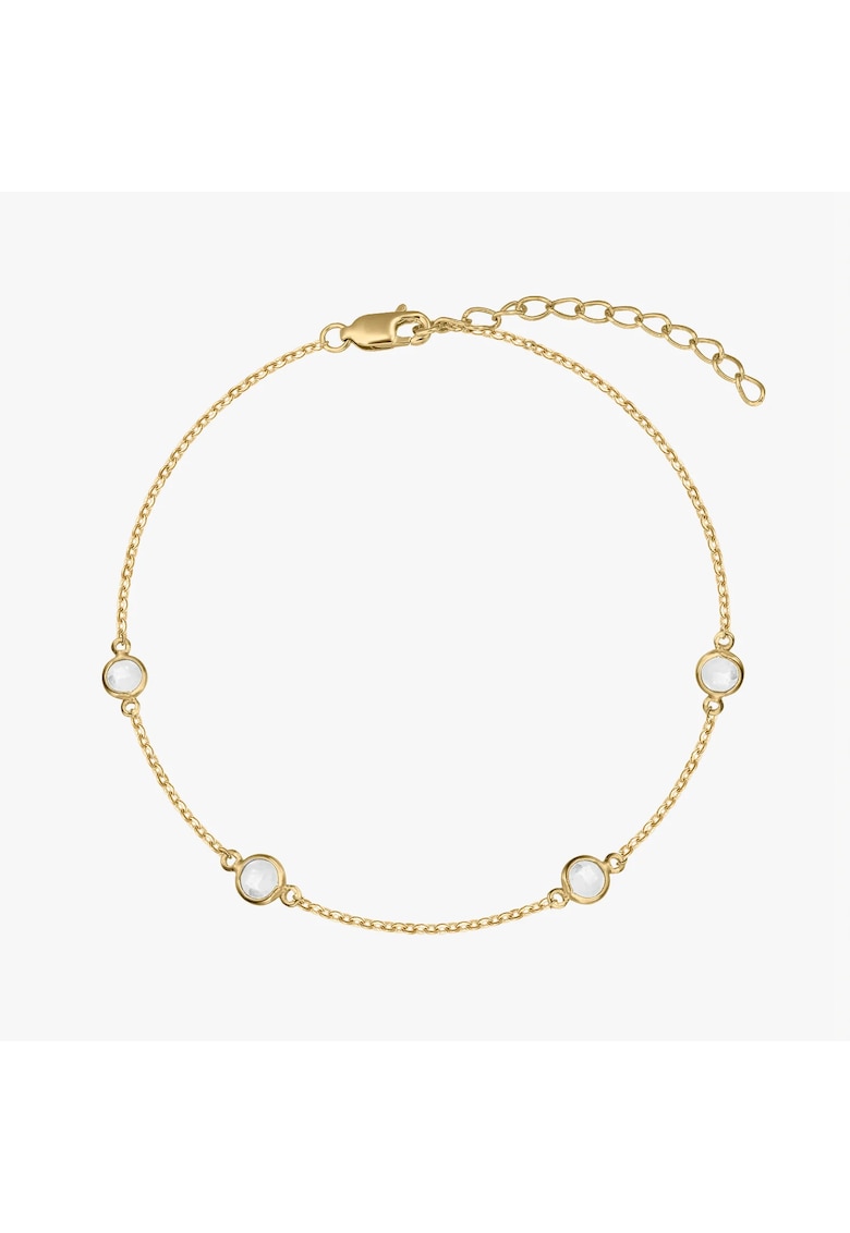 Bratara din argint Birthstone Golden April - Topaz Alb