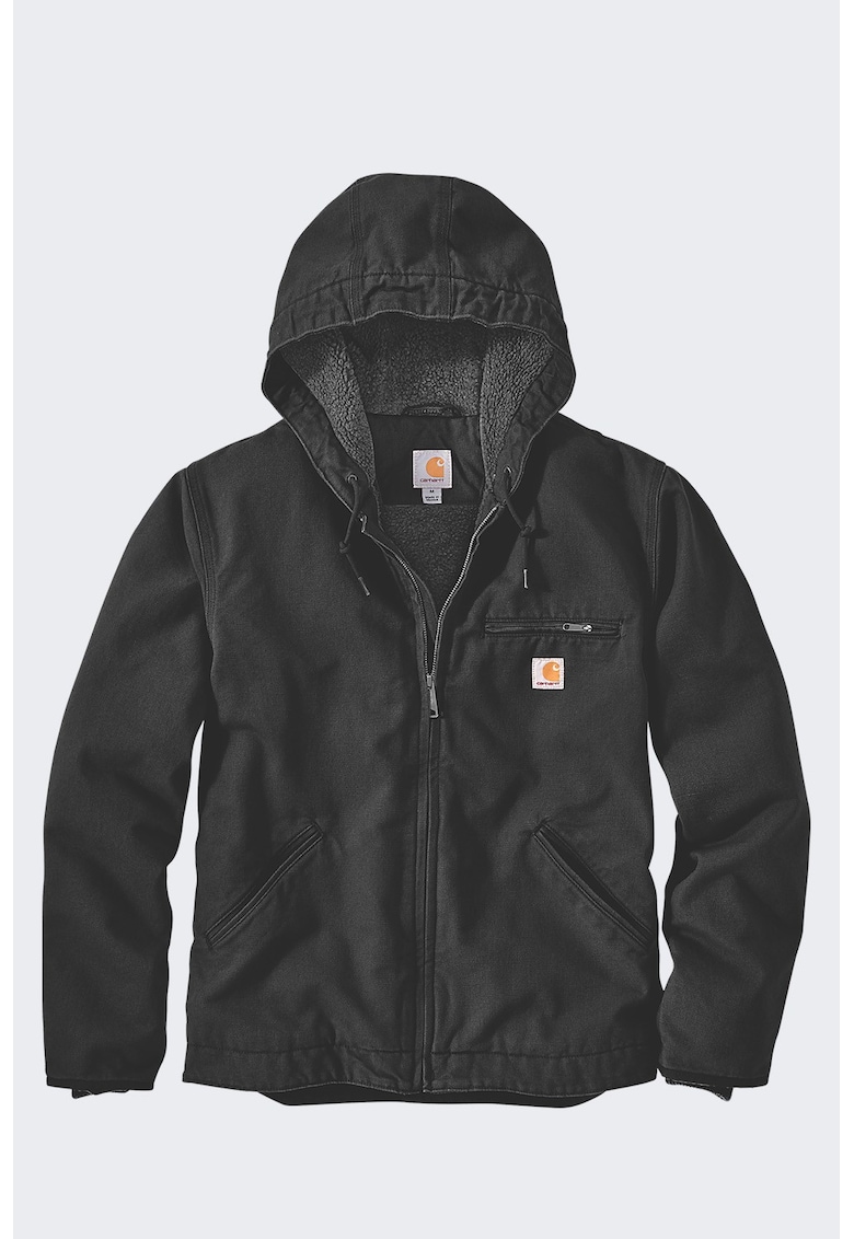 Geaca barbati - neagra - cu captuseala din sherpa lavata