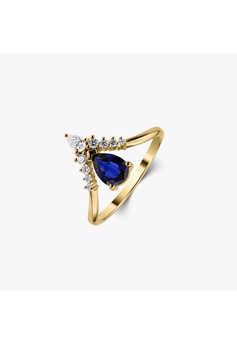 Indira Inel din Aur Love Story - Safir & Diamante