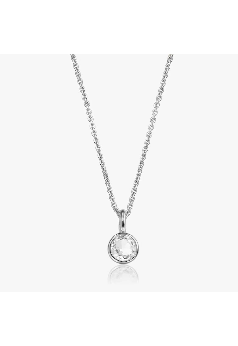 Colier din argint Birthstone April - Topaz Alb