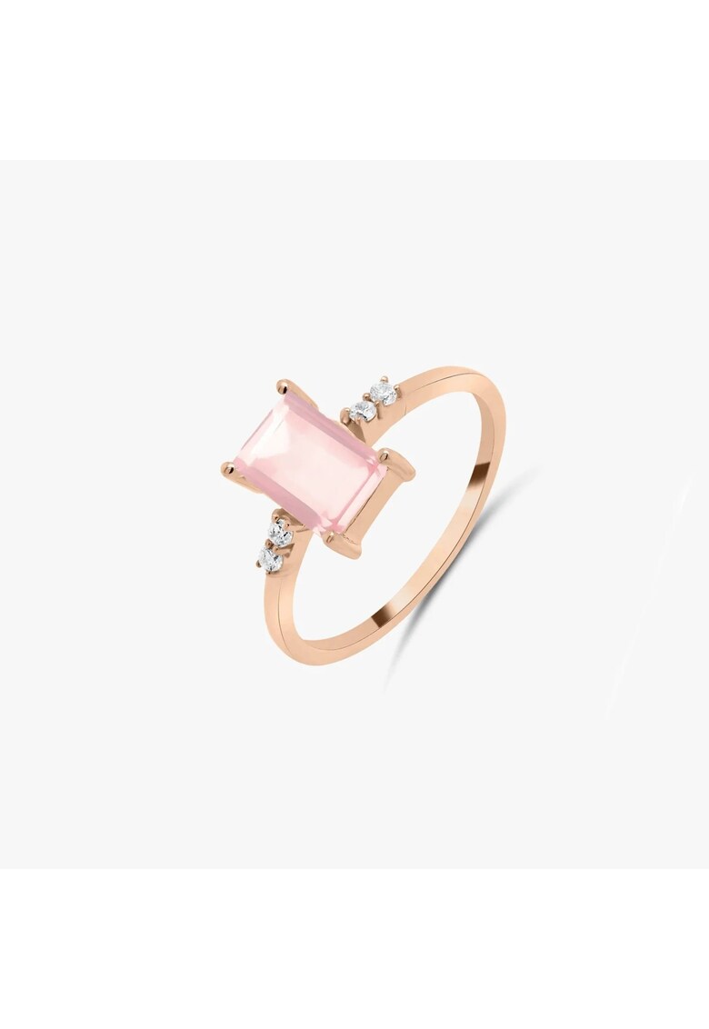 Inel din argint Rose Gold Evie – Cuart Roz