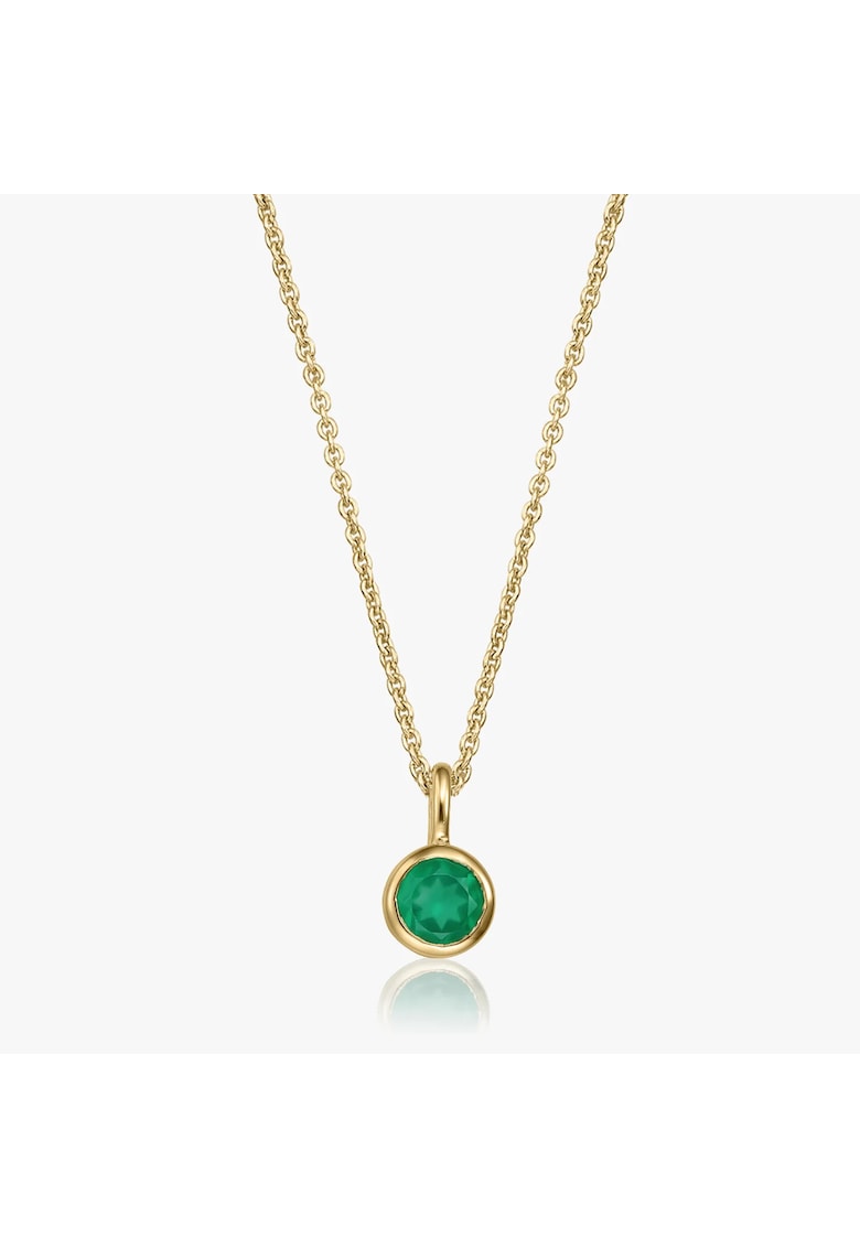 Colier din argint Birthstone Golden May - Onix Verde
